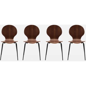 Sweeek Sweeek - Set di 4 sedie da pranzo in legno con gambe in acciaio, stile retr&ograve;