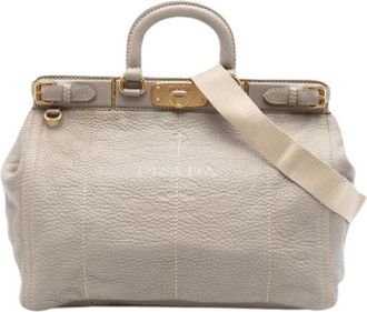 Prada Pre-owned Deerskin Satchel - Dames - Vintage Handtas - Grijs - ONE Size - Leer - Vintage
