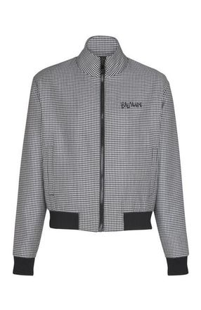 Balmain Houndstooth wool jacket in Black at Nordstrom, Size 56 It