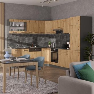 Vicco Cocina Esquinera R-line, Roble Artesanal/antracita, 227 X 287 Cm, Et Antracita