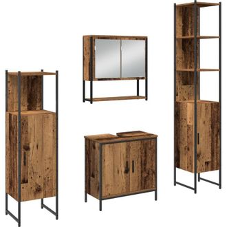 vidaXL Vidaxl - Juego De Muebles De Ba&ntilde;o 4 Pcs Marr&oacute;n 33 X 33 X 185.5 Cm