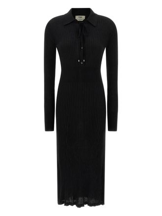 Fendi Wool Fitted Midi Dress