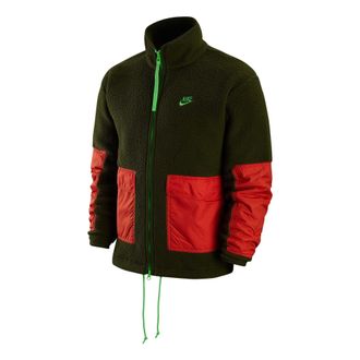 Nike fleece zipped hooded jacket Green Red DV8183-326