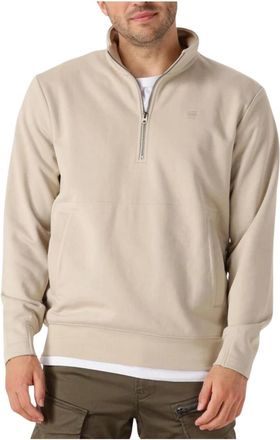 G-Star Hoodies & sweatvesten, Heren, Beige, M, Beige Half Zip Sweater voor Heren