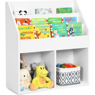 Costway Costway - Estanter&iacute;a Infantil Con 3 Compartimentos, Estanter&iacute;a De Juguetes Con Estantes Abiertos Y Altura, Librer&iacute;a De Madera Para Ni&ntilde;os, Para Aula, H