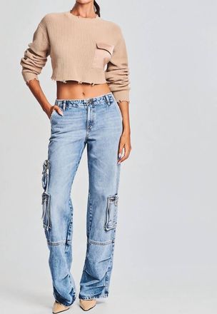 SER.O.YA Mid Cropped Devin Sweater In Tan
