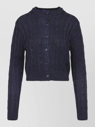 Ralph Lauren Collection cable knit cropped cardigan ribbed trim