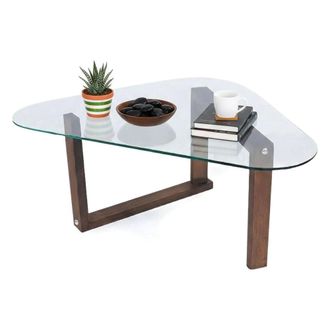 Dmora Dmora - Mesa De Caf&eacute; Astoria, Mesa De Centro Baja, Revistero Para Sof&aacute;, Estante De La Sala De Estar, 96x81h41 Cm, Nuez, Con Embalaje Reforzado