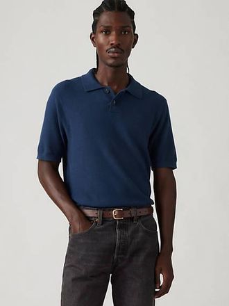 Levi's Sweater Cotton Linen Knit Polo - Mens - S - Blue
