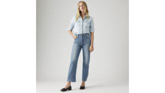 Levi's Ribcage Straight Ankle Cotton Linen Jeans - Womens - 23X29 - Blue