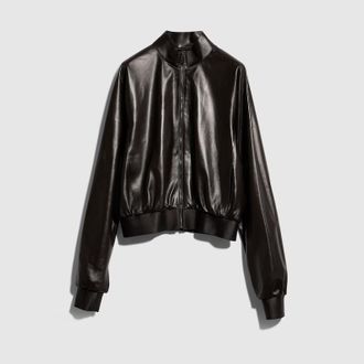Gucci Soft Nappa Leather Bomber Jacket, Brown