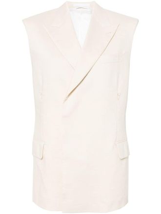 Helmut Lang Gilet met puntige revers en schoudervullingen - Wit