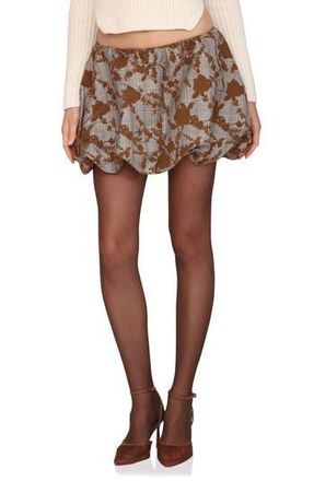Avec Les Filles Bubble Hem Miniskirt in Camel Floral at Nordstrom Rack, Size Large