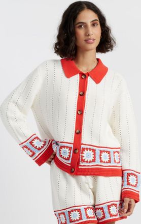 Chinti and Parker Terracotta Cotton Hand Crochet Shirt