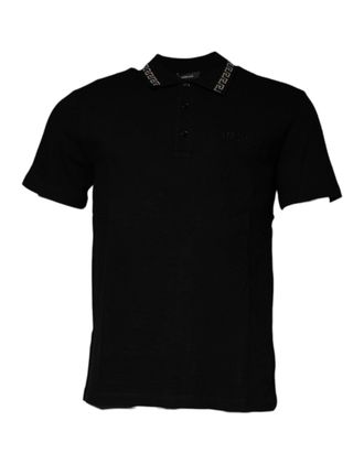 Versace Mens Black Viscose Collared Polo Short Sleeves T-Shirt Polyester