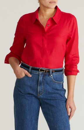 Universal Standard Elbe Long Sleeve Button-Up Shirt in Lipstick Red at Nordstrom, Size Xs