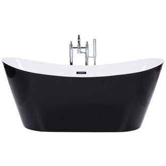 Beliani Beliani - Ba&ntilde;era Independiente De Acr&iacute;lico Negro Plateado Con Rebosadero 180 Cm Moderno Antigua