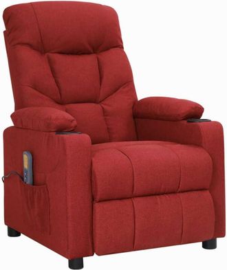vidaXL Sill&oacute;n De Masaje Elevable Tela Rojo Tinto Vidaxl