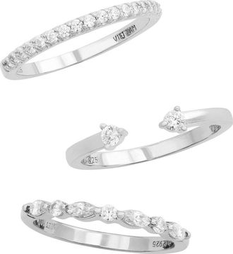 Savvy Cie Jewels Silver Cz Stackable Ring