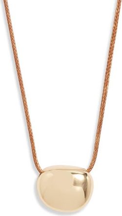 Nordstrom Polished Orb Cord Necklace in Brown- Gold at Nordstrom