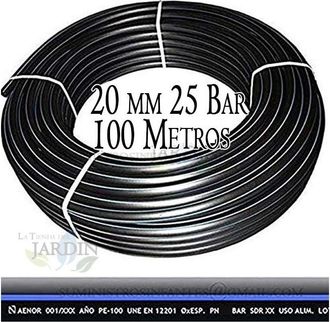 No Brand Tuberia Agua Potable 20mm 25 Bar 100m Tuberia 20 Mm Pe100 Alimentaria Alta Densidad Tuberia Polietileno Banda Azul Aenor
