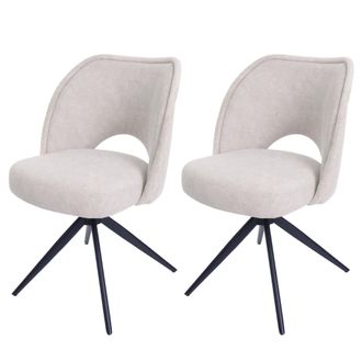 Hhg Nunca Usado] Juego De 2 Sillas De Comedor Hhg 597, Silla De Cocina Tapizada, Giratoria Con Retorno Autom&aacute;tico, Tela/textil (420 G/m&sup2;) Oeko-tex, Crema