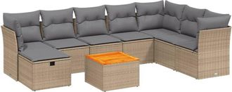 vidaXL Juego De Sof&aacute;s Jard&iacute;n Con Cojines Beige Mezcla 9 Pzas Rat&aacute;n Pe Vidaxl