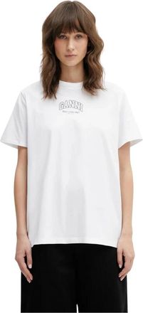 Ganni Essentieel T-shirt - Dames - T-shirts - Wit - XL - Katoen - Tops