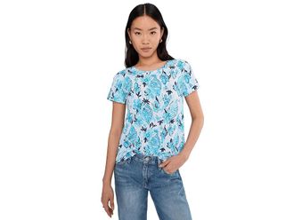 Lilly Pulitzer Etta Scoop-Neck Womens Clothing Resort White Seashell Splendor : XXS, Cotton