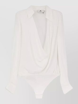 Elisabetta Franchi viscose bodysuit shirt draped neckline collar