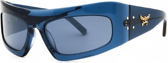 MCM Mcm Sunglasses Shield Full Rim, Shiny Blue Frame And Blue Mirror Lens Mw000190X