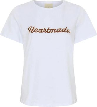 Julie Fagerholt - Heartmade Wit Logo T-Shirt Top - Dames - T-shirts - Wit - XL - Katoen - Tops