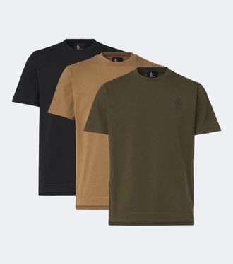 Moncler Set de 3 camisetas en mezcla de algod&oacute;n con logo
