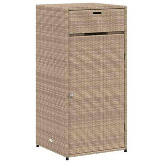 Berkfield Home Garden Storage Cabinet Beige 55x55x111 cm Poly Rattan | Size: 55 x 55 x 111 cm