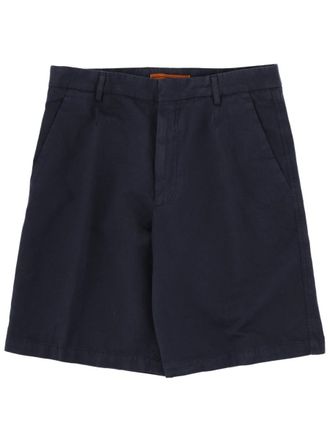 Ermenegildo Zegna Neutrals Flat Front Cotton-Linen Shorts