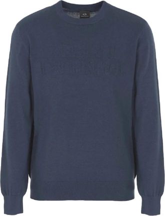 A|X Armani Exchange Trui met ronde hals - Heren - Ronde hals truien - Blauw - XS - Wol - Truien & Vesten