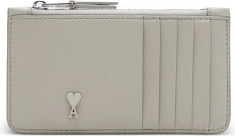Ami Portacarte Coeur in pelle con zip - Grigio