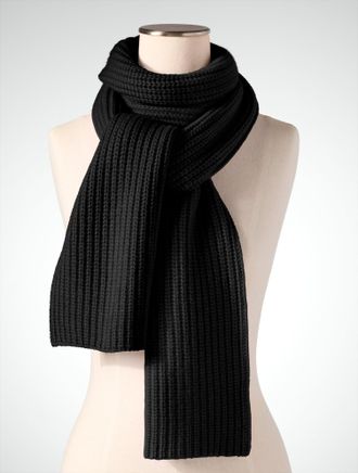 Talbots Chunky Cashmere Scarf - Black - 001 Talbots