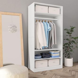 vidaXL Armario De Madera Contrachapada Blanco 100x50x200 Cm Vidaxl