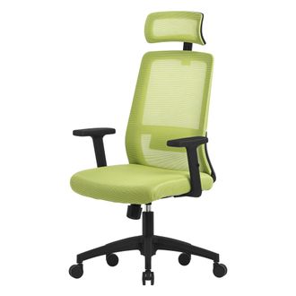 ML Design Silla De Oficina Ergon&oacute;mica Verde De Malla Asiento De Escritorio Ordernador Con Resposabrazos Acolchado, Reposacabezas Regulable, Soporte Lumbar, Func