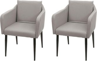 Hhg Non utilizzato] Set 2x poltrone sedie pranzo soggiorno Lounge HHG 734, ecopelle beige tortora