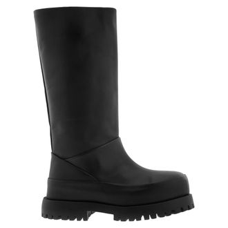 Ferragamo Fazio Leather Combat Boots, Size 10 E