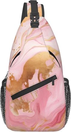 Generic Pink Gold Marble Crossbody Bag Lightweight Shoulder Bag Trendy Crossbody Bags For Casual Women Runner
