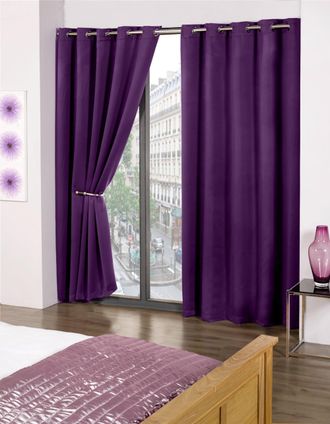 Emma Barclay Cali Eyelet - Woven Thermal Blackout Eyelet Curtains in Amethyst - Width 90 x Drop 90 (229 x 229cm) - Emma Barclay | TJ Hughes Black
