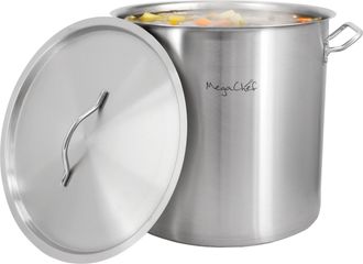 MegaChef Professional Kitchen 26.4 Quart Large Round Stainless Steel Stock Pot with Lid