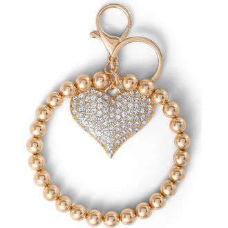 Jessica Simpson Heart Charm Stretch Keychain Bracelet in Gold-Tone at Nordstrom
