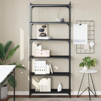 vidaXL Vidaxl - Librer&iacute;a De 6 Estantes Madera De Ingenier&iacute;a Negro 80x30x188 Cm