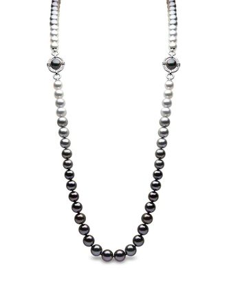 Yoko London 18kt white gold Classic Lu pearl and diamond necklace - women - 18kt White Gold/Tahitian Pearl/South Sea Pearl/Diamond - One Size