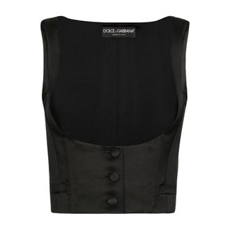 Dolce & Gabbana Dames, Tops, Zwart, Maat: XS Satijn