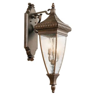 Loops Outdoor IP44 3 Bulb Wall Light Brushed Bronze LED E14 60W